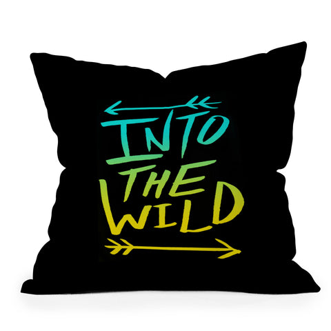 Leah Flores Into The Wild Teal And Gold Outdoor Throw Pillow