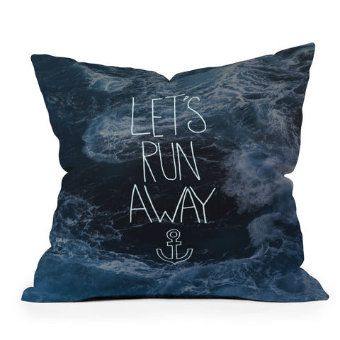 Leah Flores Lets Run Away Ocean Waves Outdoor Throw Pillow