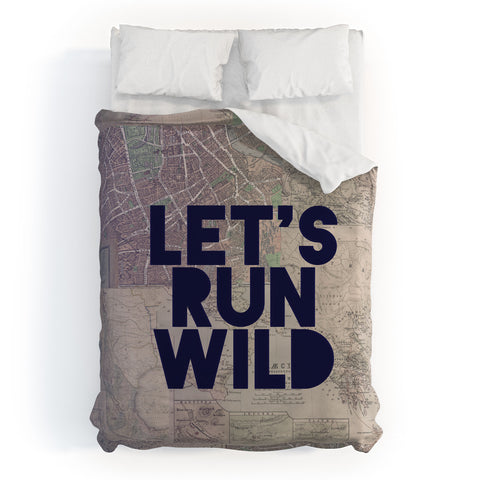 Leah Flores Lets Run Wild X Maps Duvet Cover