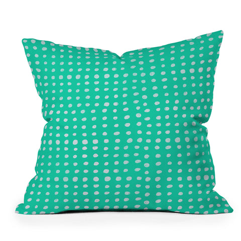 Leah Flores Turquoise Scribble Dots Outdoor Throw Pillow
