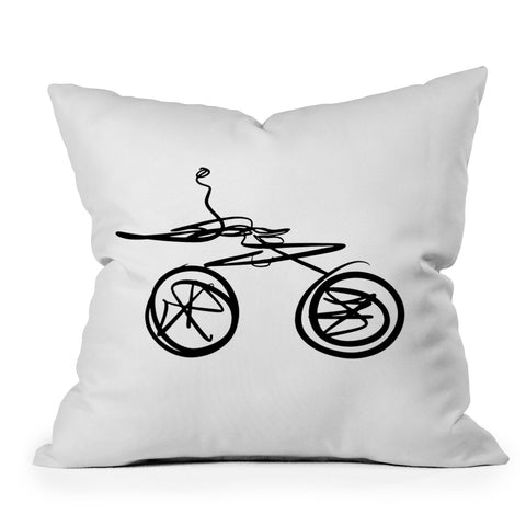 Leeana Benson Girl On Bike Outdoor Throw Pillow
