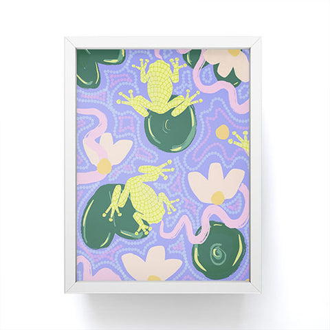 Leeya Makes Noise Feeling Froggy Periwinkle Blue Framed Mini Art Print