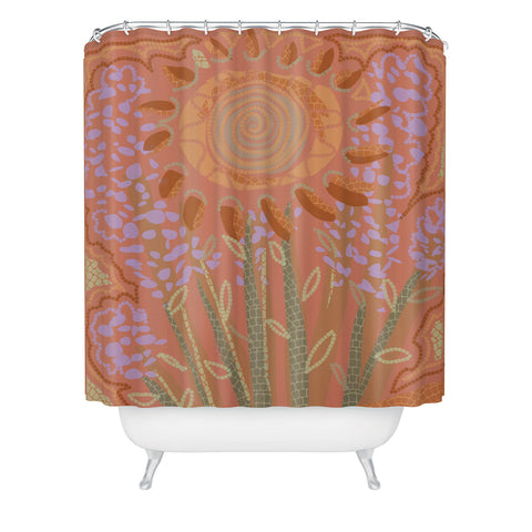 Leeya Makes Noise Fields of Burnt Sienna and Lavender Shower Curtain