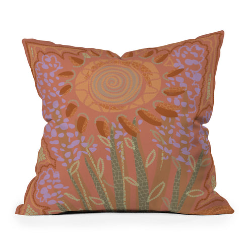 Leeya Makes Noise Fields of Burnt Sienna and Lavender Throw Pillow
