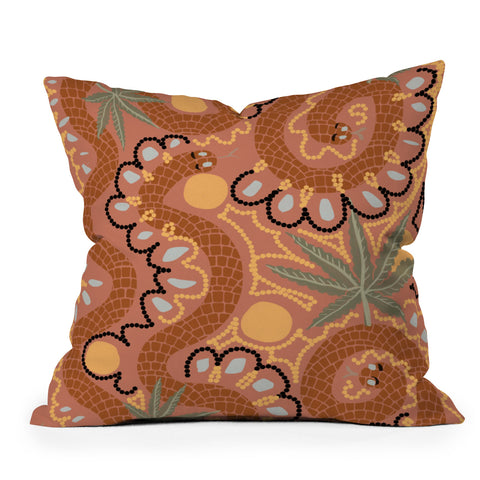 Leeya Makes Noise Snakes and Dope Flowers Throw Pillow
