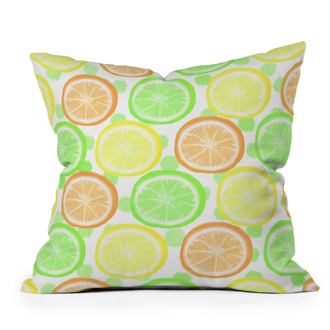 Lisa Argyropoulos Citrus Wheels And Dots Outdoor Throw Pillow