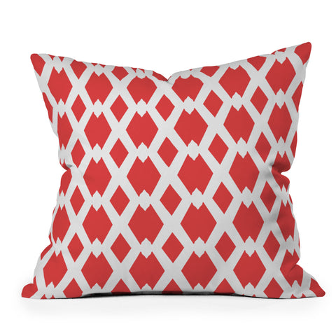 Lisa Argyropoulos Daffy Lattice Coral Outdoor Throw Pillow