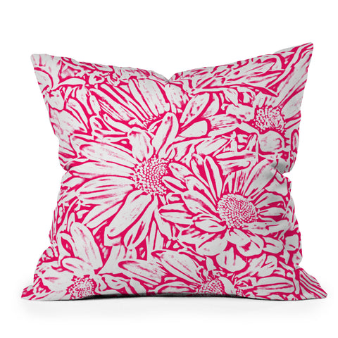 Lisa Argyropoulos Daisy Daisy In Bold Pink Outdoor Throw Pillow