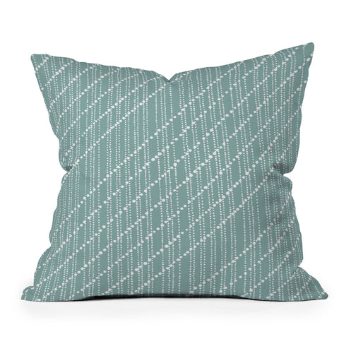 Lisa Argyropoulos Dotty Lines Misty Green Outdoor Throw Pillow