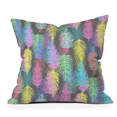 Lisa Argyropoulos Feathered Spring Gray Outdoor Throw Pillow