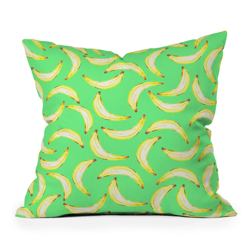 Lisa Argyropoulos Gone Bananas Green Outdoor Throw Pillow