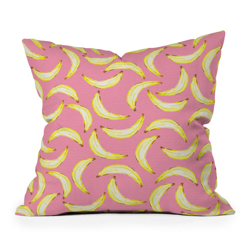 Lisa Argyropoulos Gone Bananas In Pink Outdoor Throw Pillow