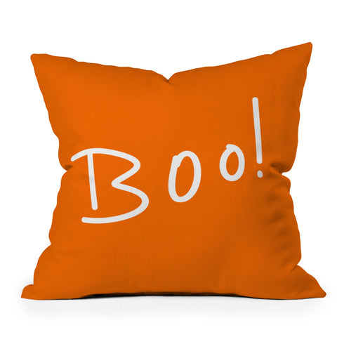 Lisa Argyropoulos Halloween Boo Orange Outdoor Throw Pillow