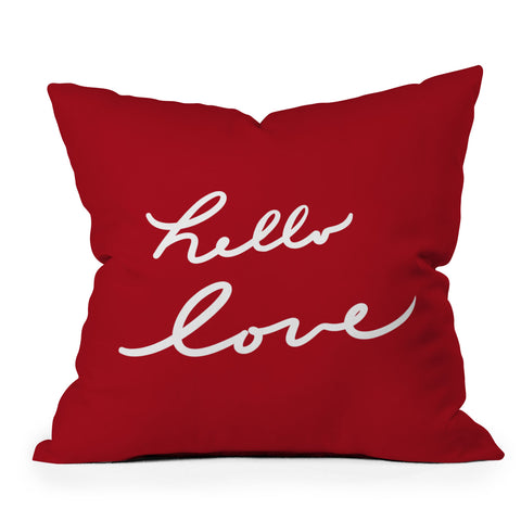 Lisa Argyropoulos hello love red Outdoor Throw Pillow