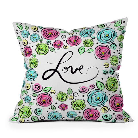 Lisa Argyropoulos Love Blooms Pastel Outdoor Throw Pillow