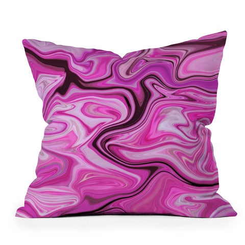 Lisa Argyropoulos Marbled Frenzy Glamour Pink Outdoor Throw Pillow
