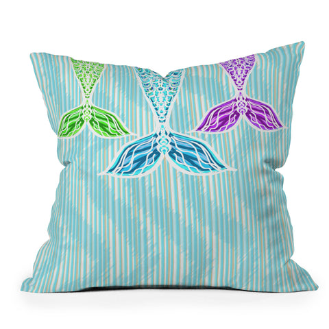 Lisa Argyropoulos Mermaids and Stripes Sea Outdoor Throw Pillow