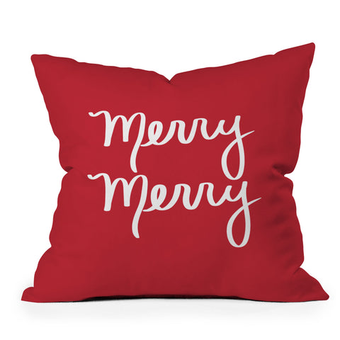 Lisa Argyropoulos Merry Merry Red Outdoor Throw Pillow