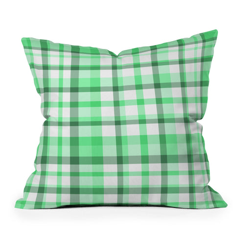 Lisa Argyropoulos Mint Plaid Outdoor Throw Pillow