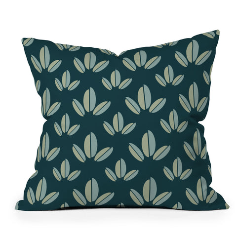 Lisa Argyropoulos Modern Leaves Dk Green Outdoor Throw Pillow
