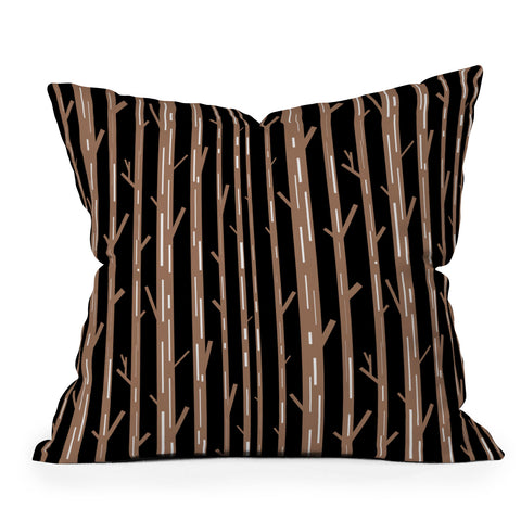 Lisa Argyropoulos Modern Trees Black Outdoor Throw Pillow