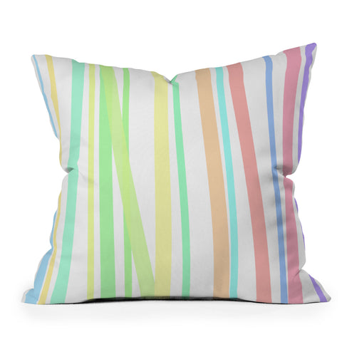 Lisa Argyropoulos Pastel Rainbow Stripes Outdoor Throw Pillow
