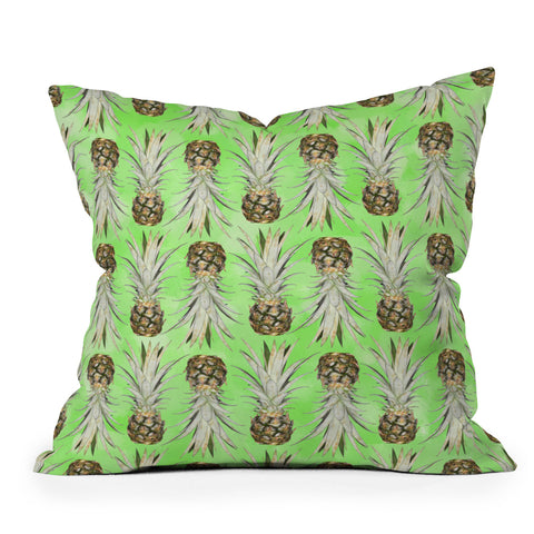 Lisa Argyropoulos Pineapple Jungle Green Outdoor Throw Pillow