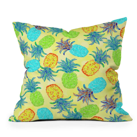Lisa Argyropoulos Pineapple Pandemonium Yellow Outdoor Throw Pillow