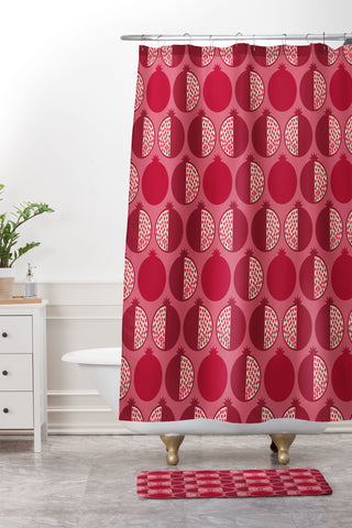 Lisa Argyropoulos Pomegranate Line Up Reds Shower Curtain And Mat