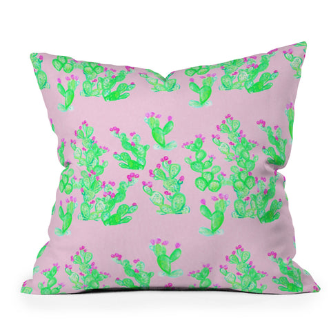 Lisa Argyropoulos Prickly Pear Spring Pink Outdoor Throw Pillow