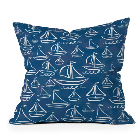 Lisa Argyropoulos Sail Away Blue Outdoor Throw Pillow