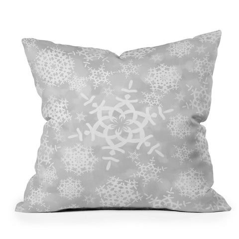 Lisa Argyropoulos Snow Flurries in Gray Outdoor Throw Pillow
