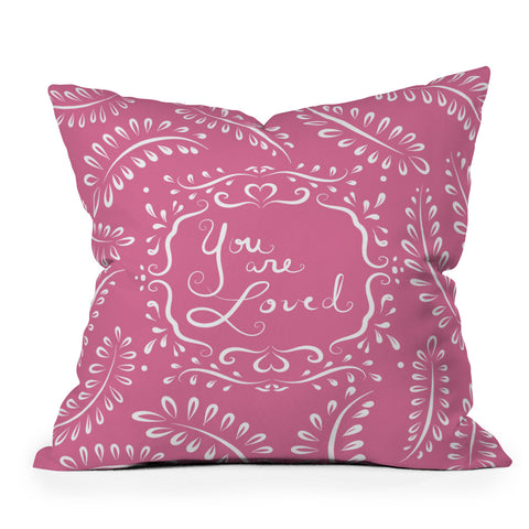 Lisa Argyropoulos You Are Loved Blush Outdoor Throw Pillow