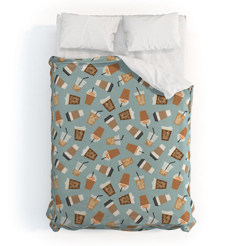 Little Arrow Design Co all the coffees dusty blue Duvet Cover