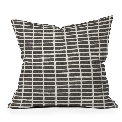 Little Arrow Design Co block print tile charcoal Outdoor Throw Pillow