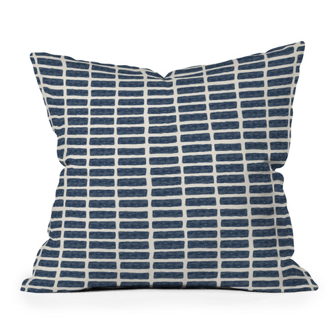 Little Arrow Design Co block print tile navy Outdoor Throw Pillow
