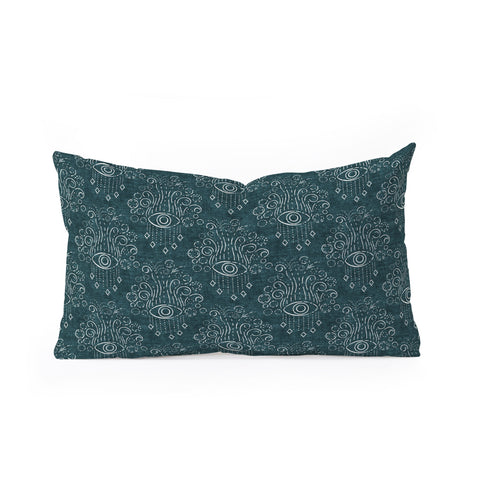 Little Arrow Design Co bohemian eyes on blue Oblong Throw Pillow