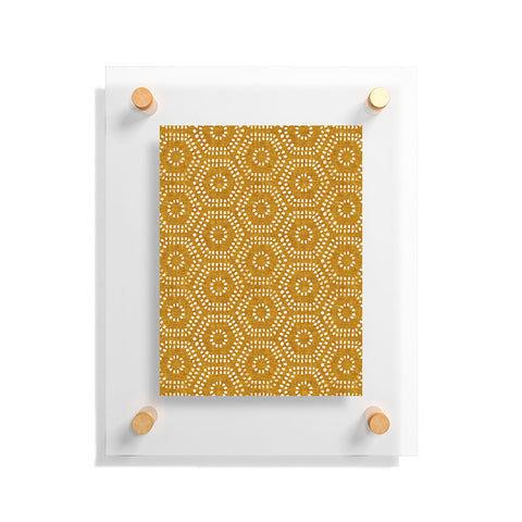 Little Arrow Design Co boho hexagons gold Floating Acrylic Print