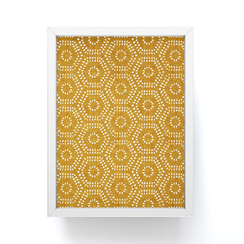 Little Arrow Design Co boho hexagons gold Framed Mini Art Print
