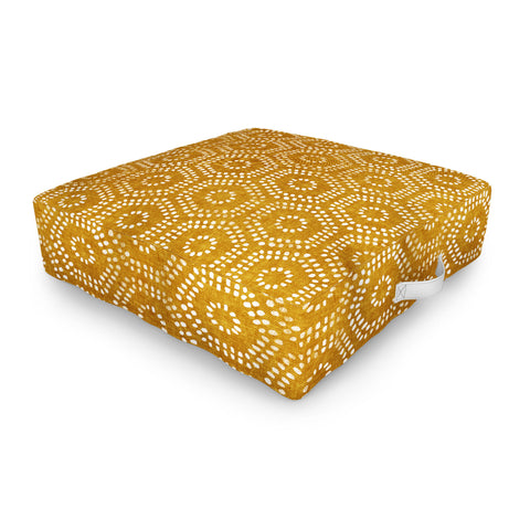 Little Arrow Design Co boho hexagons gold Outdoor Floor Cushion