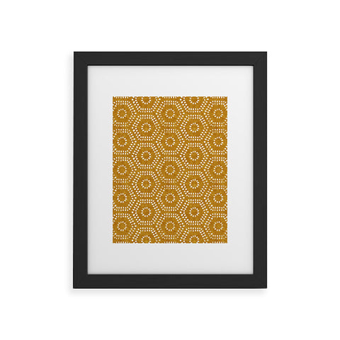 Little Arrow Design Co boho hexagons gold Framed Art Print