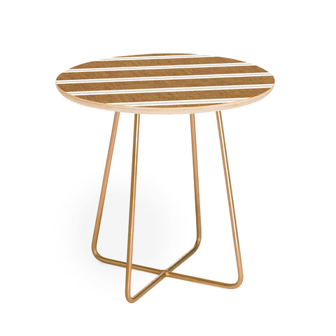 Little Arrow Design Co Cadence stripes rust beige Round Side Table