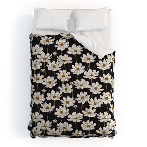 Little Arrow Design Co cosmos floral charcoal Comforter