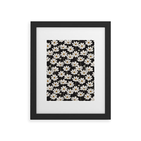 Little Arrow Design Co cosmos floral charcoal Framed Art Print