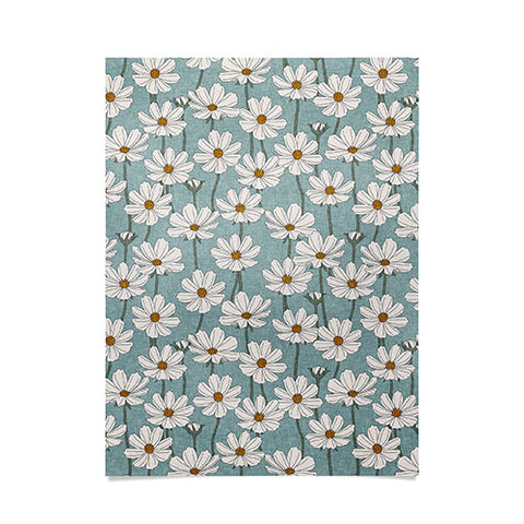 Little Arrow Design Co cosmos floral dusty blue Poster