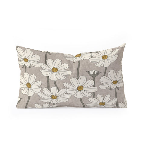 Little Arrow Design Co cosmos floral neutrals Oblong Throw Pillow