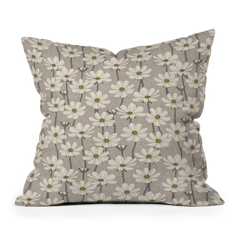 Little Arrow Design Co cosmos floral neutrals Outdoor Throw Pillow