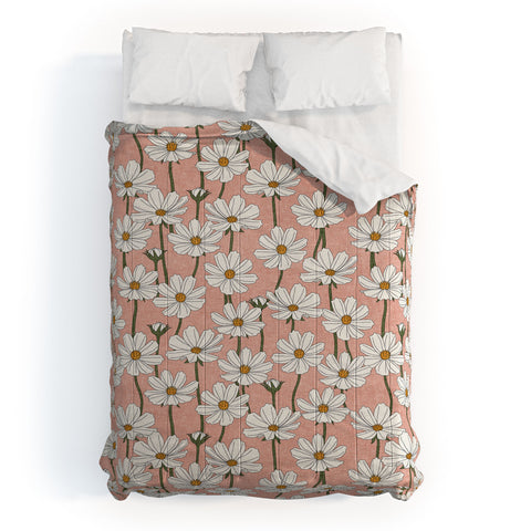 Little Arrow Design Co cosmos floral pink Comforter