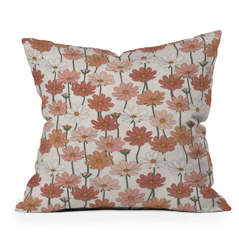 Little Arrow Design Co cosmos floral warm Outdoor Throw Pillow