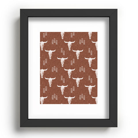 Little Arrow Design Co cow skulls on rust Recessed Framing Rectangle